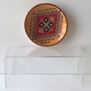 Vintage Romanian Folk Art Pyrography Wood Wall Plate Hand Crafted Painted Art